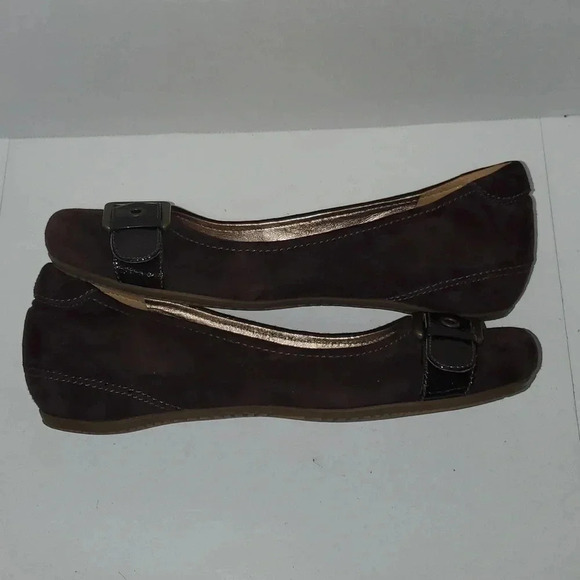 ECCO BUCKLE BALLERINA FLATS SUEDE COFFEE ESPRESSO BROWN WOMENS 37 - Picture 11 of 14